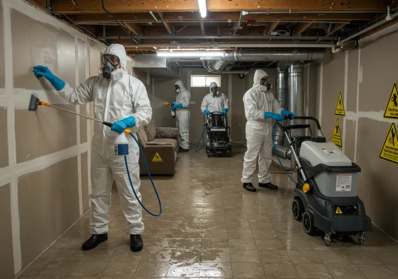 Basement Moisture Removal and Structural Drying process in Gulf Hills, MS